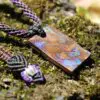 Rainbow Matrix Boulder Opal Necklace, Australian handmade Platypus Dreaming Opal Pendant, Australian boulder opal handwoven tropical cord