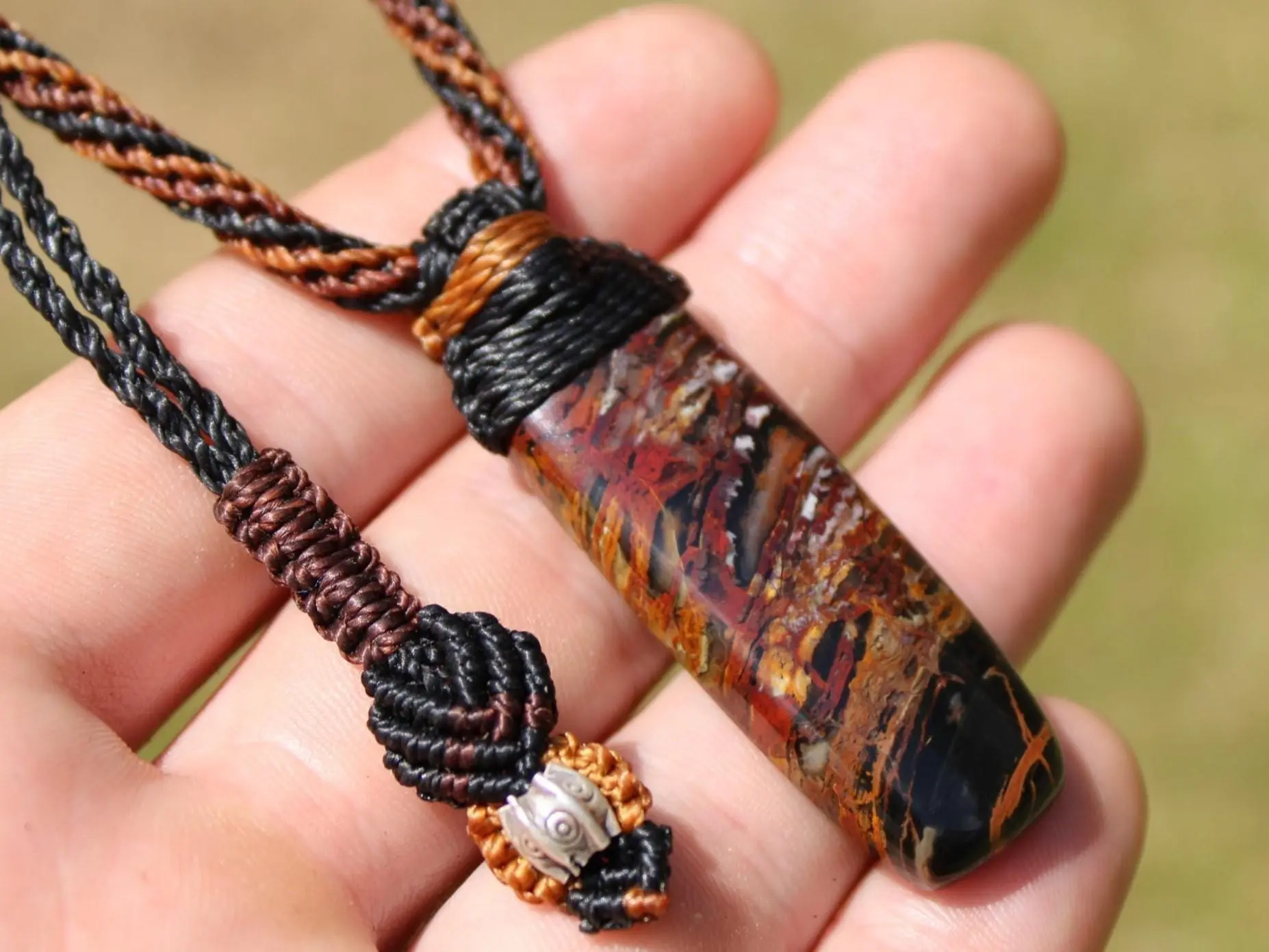 Australian Pilbara Jasper Pendant, Indigenous Jasper Graffiti Necklace, Australian made Macrame Cord, Aboriginal Outback Healing crystal - Image 3