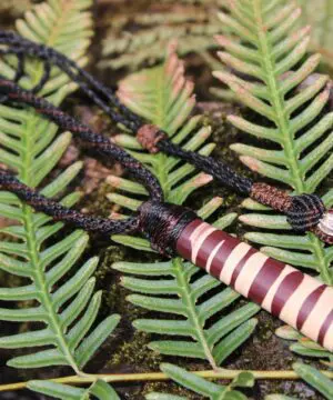 Alternative view of Australian Zebra Stone Pendant Talisman, Print Stone necklace,  Australian handmade tropical handwoven cord, spiritual adornment