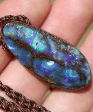 Australian Matrix OPAL Pendant Necklace, Australian Solid Seam Boulder Opal jewelry, Australian Made Macrame Cord Healing Jewelry