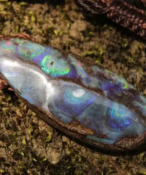 Alternative view of Australian Matrix OPAL Pendant Necklace, Australian Solid Seam Boulder Opal jewelry, Australian Made Macrame Cord Healing Jewelry