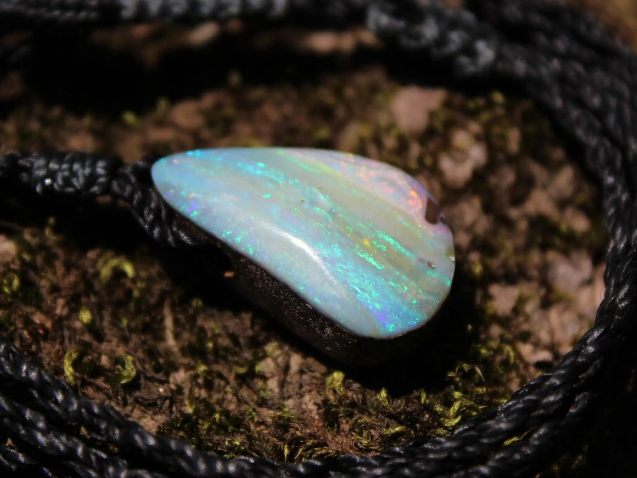 Australian Solid Seam Boulder Opal jewelry, Fire Matrix OPAL Pendant Necklace, Australian Made Macrame Cord Healing Jewelry - Image 7