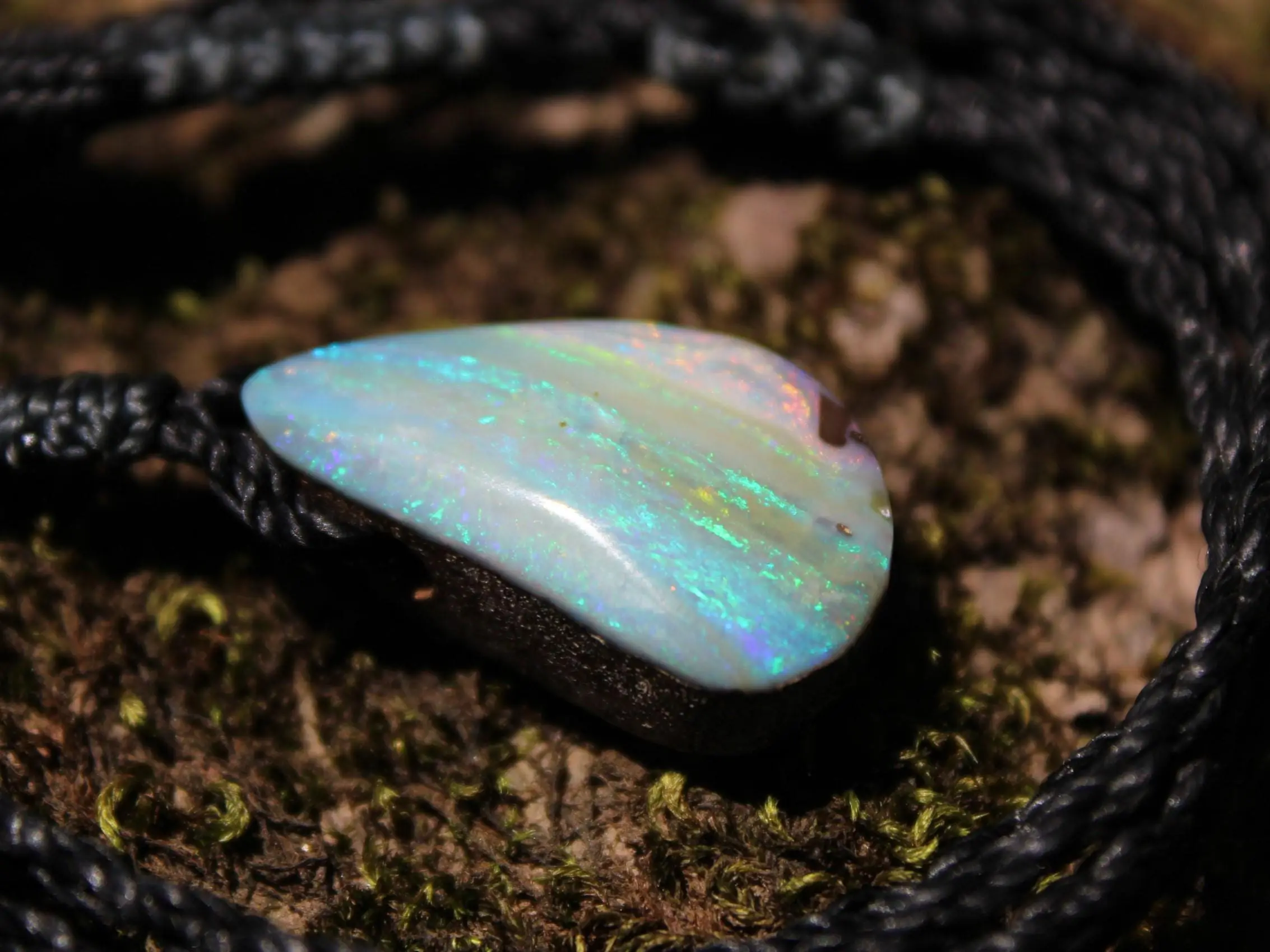 Australian Solid Seam Boulder Opal jewelry, Fire Matrix OPAL Pendant Necklace, Australian Made Macrame Cord Healing Jewelry - Image 16