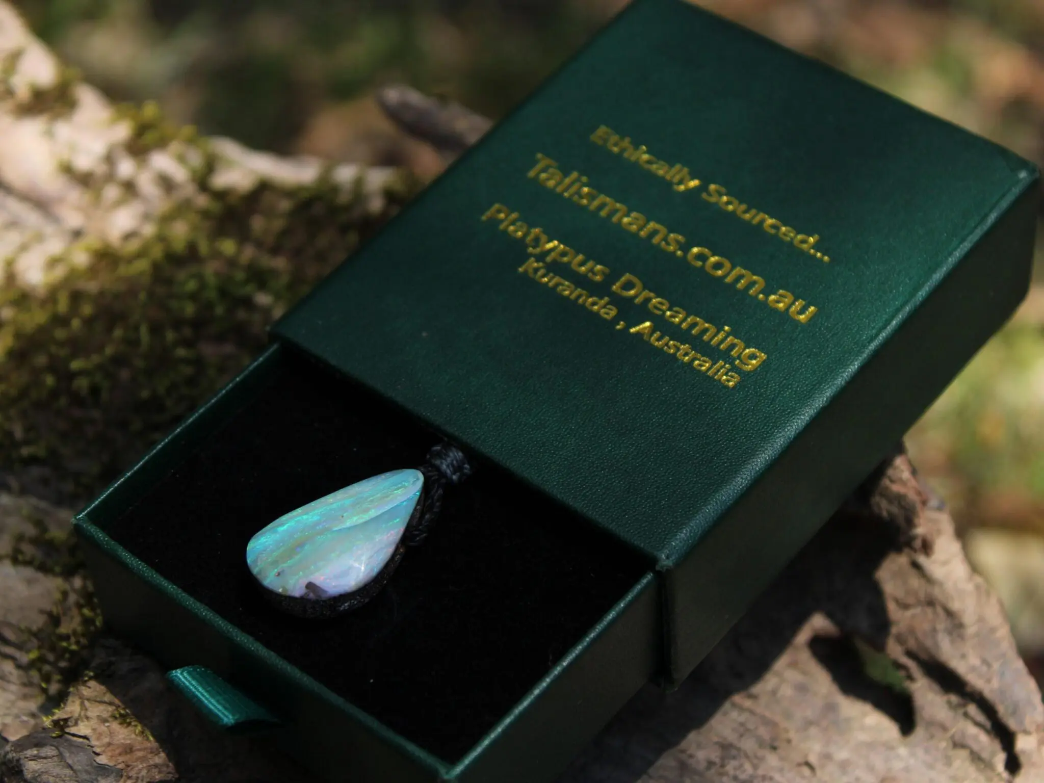 Australian Solid Seam Boulder Opal jewelry, Fire Matrix OPAL Pendant Necklace, Australian Made Macrame Cord Healing Jewelry - Image 6