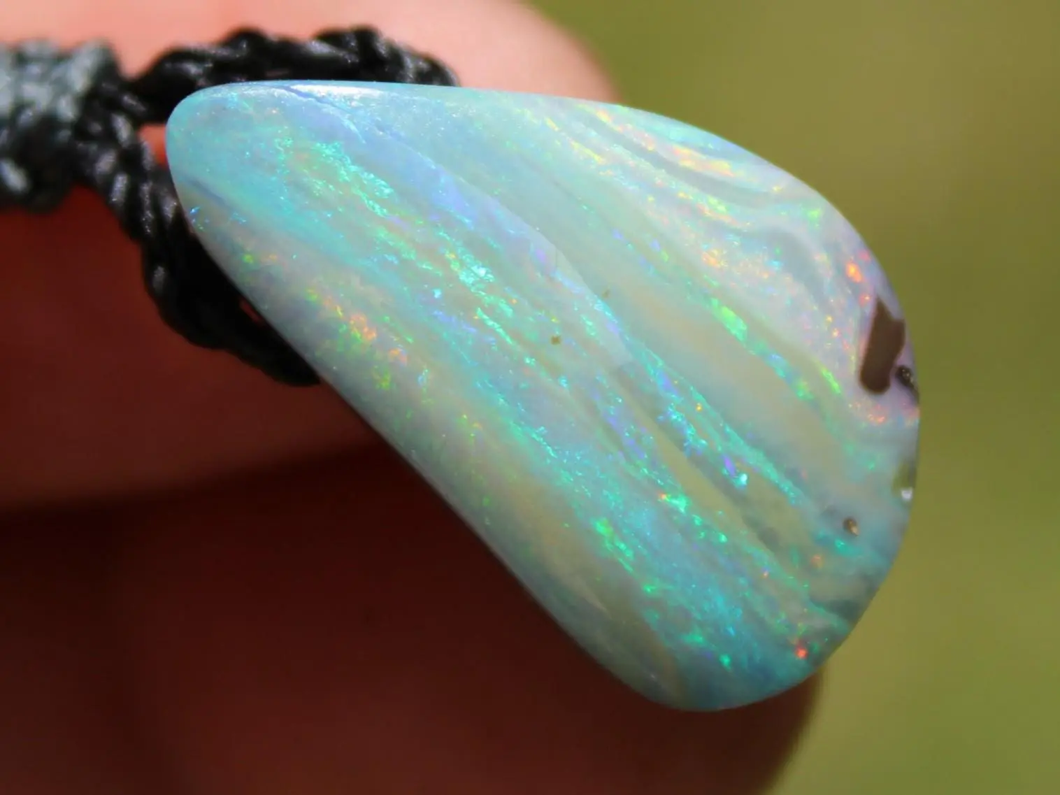 Australian Solid Seam Boulder Opal jewelry, Fire Matrix OPAL Pendant Necklace, Australian Made Macrame Cord Healing Jewelry - Image 10