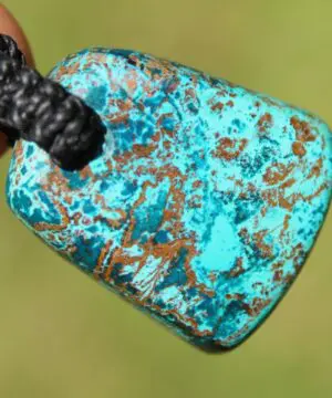 Shattuckite Necklace, Gem silica Australian made macrame cord healing jewellery, blue stone pendant, Chrysocola, Tourquise, Azurite Pendant