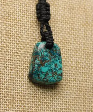 Shattuckite Necklace, Gem silica Australian made macrame cord healing jewellery, blue stone pendant, Chrysocola, Tourquise, Azurite Pendant