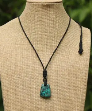 Shattuckite Necklace, Gem silica Australian made macrame cord healing jewellery, blue stone pendant, Chrysocola, Tourquise, Azurite Pendant