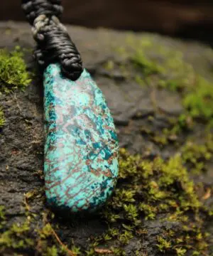 Shattuckite Necklace, Gem silica Australian made macrame cord healing jewellery, blue stone pendant, Chrysocola, Tourquise, Azurite Pendant