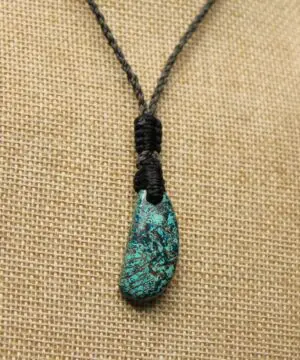 Shattuckite Necklace, Gem silica Australian made macrame cord healing jewellery, blue stone pendant, Chrysocola, Tourquise, Azurite Pendant