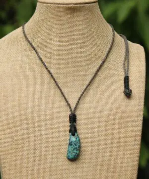 Shattuckite Necklace, Gem silica Australian made macrame cord healing jewellery, blue stone pendant, Chrysocola, Tourquise, Azurite Pendant