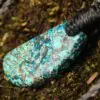 Shattuckite Necklace, Gem silica Australian made macrame cord healing jewellery, blue stone pendant, Chrysocola, Tourquise, Azurite Pendant