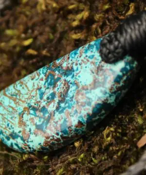 Shattuckite Necklace, Gem silica Australian made macrame cord healing jewellery, blue stone pendant, Chrysocola, Tourquise, Azurite Pendant