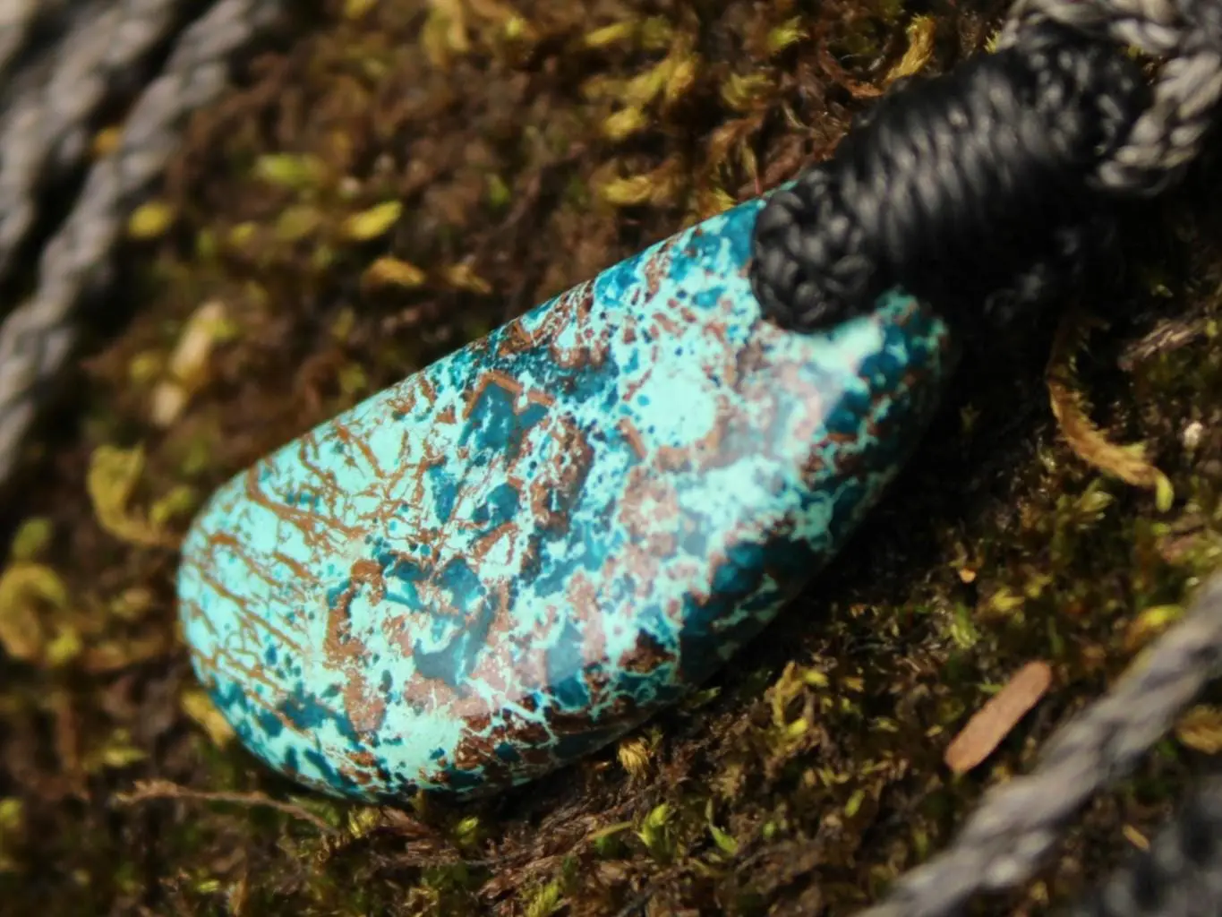 Shattuckite Necklace, Gem silica Australian made macrame cord healing jewellery, blue stone pendant, Chrysocola, Tourquise, Azurite Pendant
