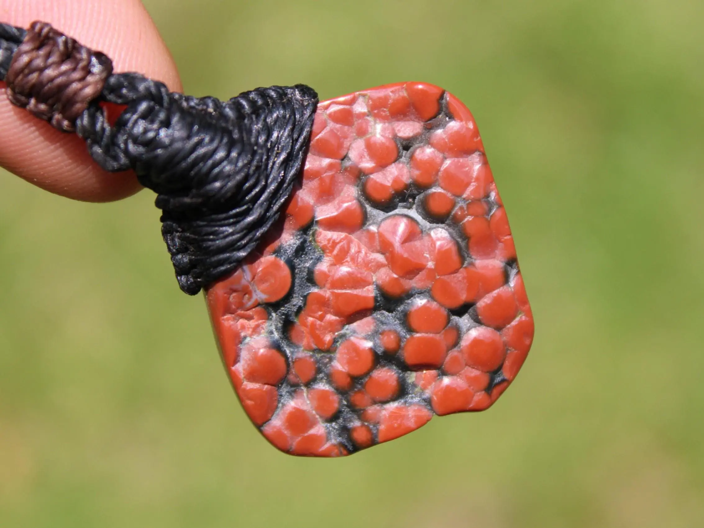 Red CORAL FOSSIL Necklace, Australian made Elven Macrame Thin Cord Healing Crystal Jewelry, Red coral fossil Pendant, march birthstone