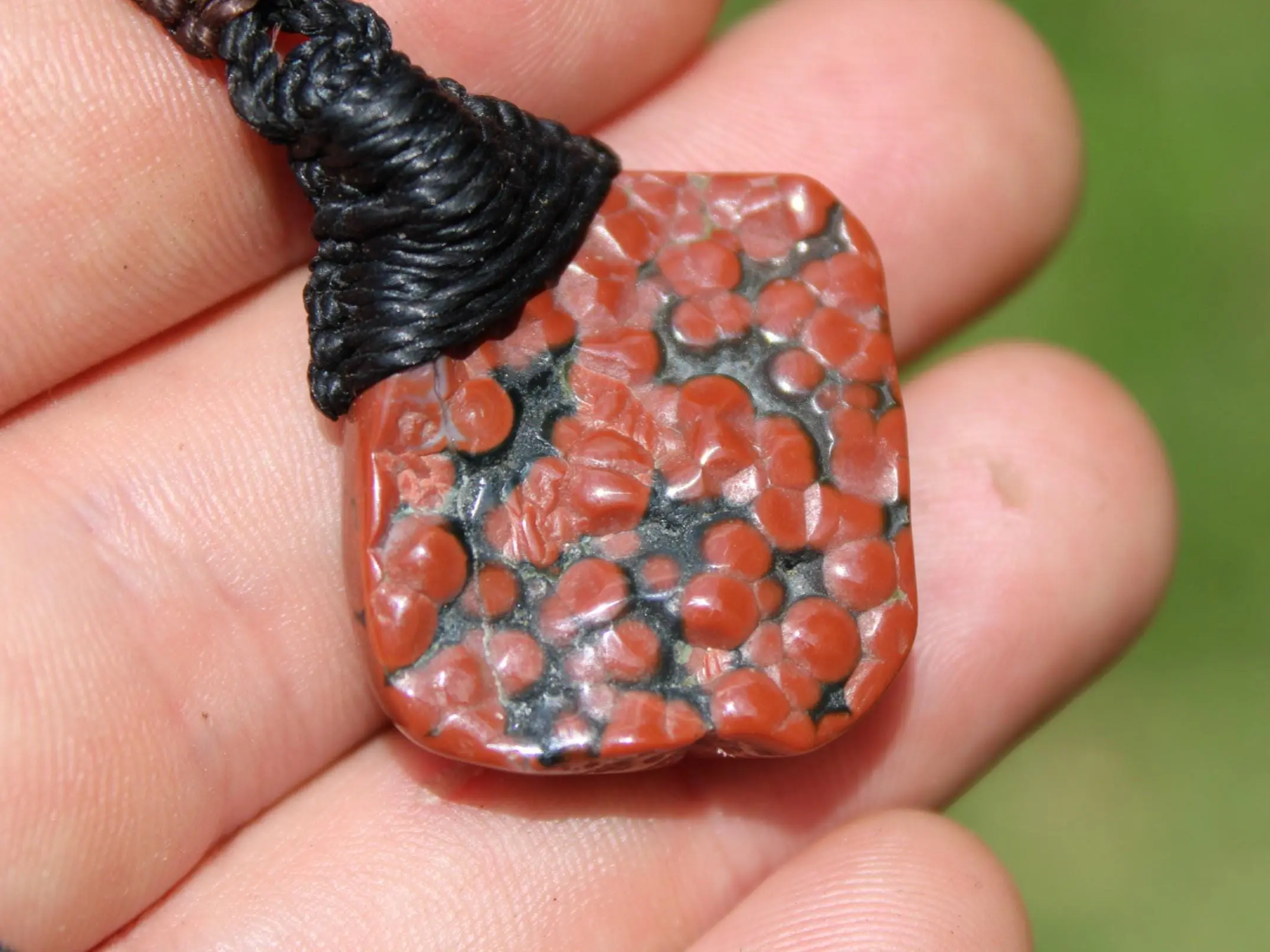 Red CORAL FOSSIL Necklace, Australian made Elven Macrame Thin Cord Healing Crystal Jewelry, Red coral fossil Pendant, march birthstone
