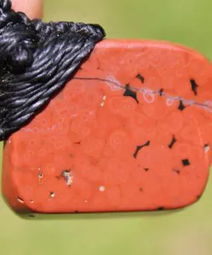 Red CORAL FOSSIL Necklace, Australian made Elven Macrame Thin Cord Healing Crystal Jewelry, Red coral fossil Pendant, march birthstone