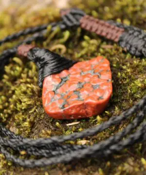Red CORAL FOSSIL Necklace, Australian made Elven Macrame Thin Cord Healing Crystal Jewelry, Red coral fossil Pendant, march birthstone