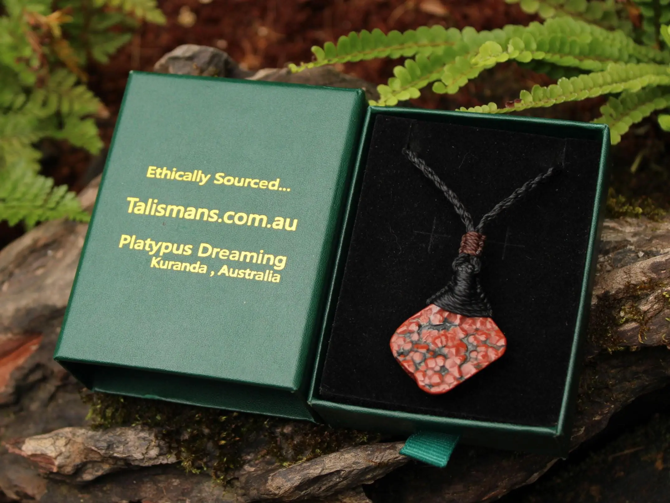 Red CORAL FOSSIL Necklace, Australian made Elven Macrame Thin Cord Healing Crystal Jewelry, Red coral fossil Pendant, march birthstone