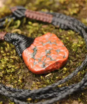 Red CORAL FOSSIL Necklace, Australian made Elven Macrame Thin Cord Healing Crystal Jewelry, Red coral fossil Pendant, march birthstone