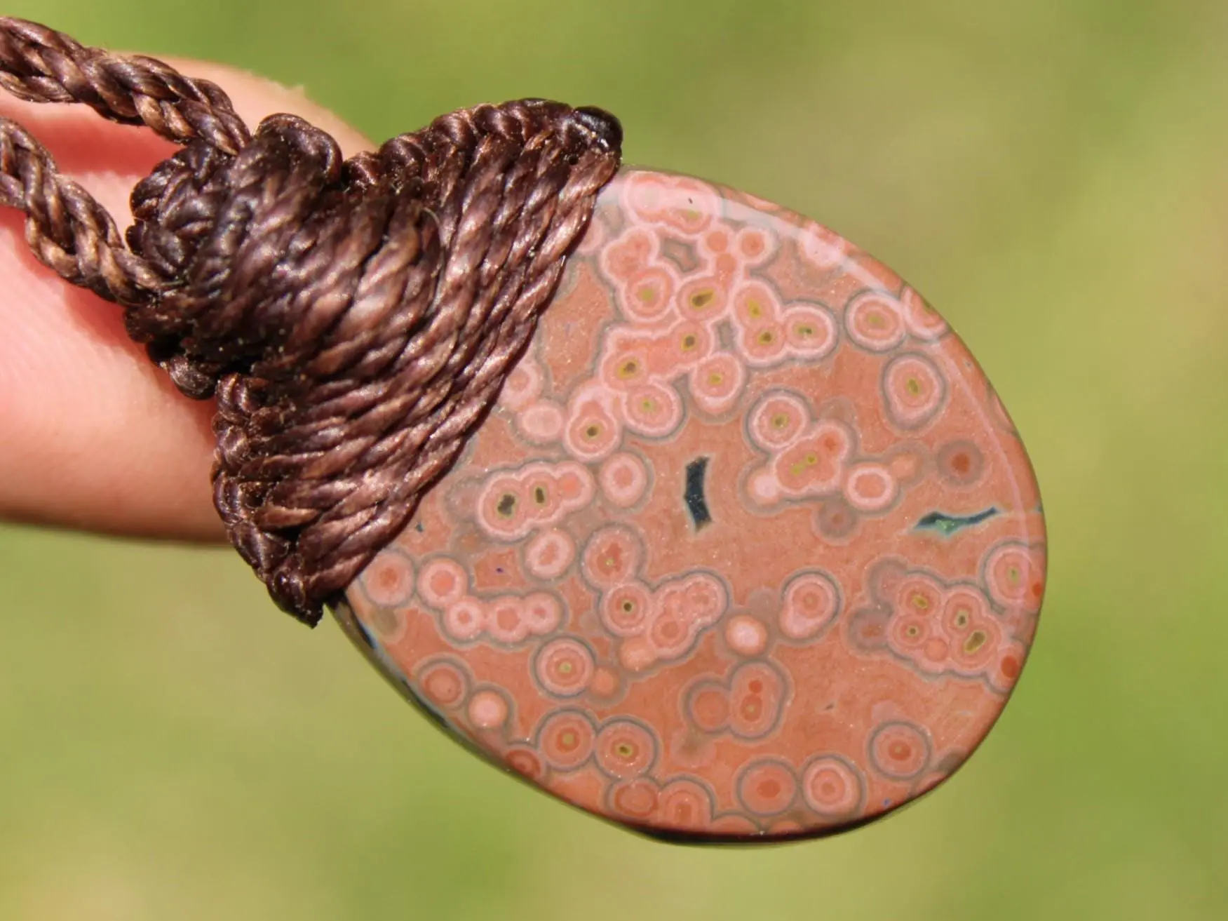 CORAL FOSSIL Necklace, Australian made Elven Macrame Thin Cord Healing Crystal Jewelry, Red coral fossil Pendant, march birthstone