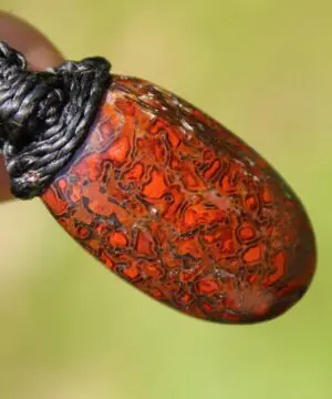 American Red Dinosaur Fossil Jewelry, Elven Pendant with Silver Beads , Utah Dinosaur bone ,Ancient Fossil Power, Tribal Talisman Pendant