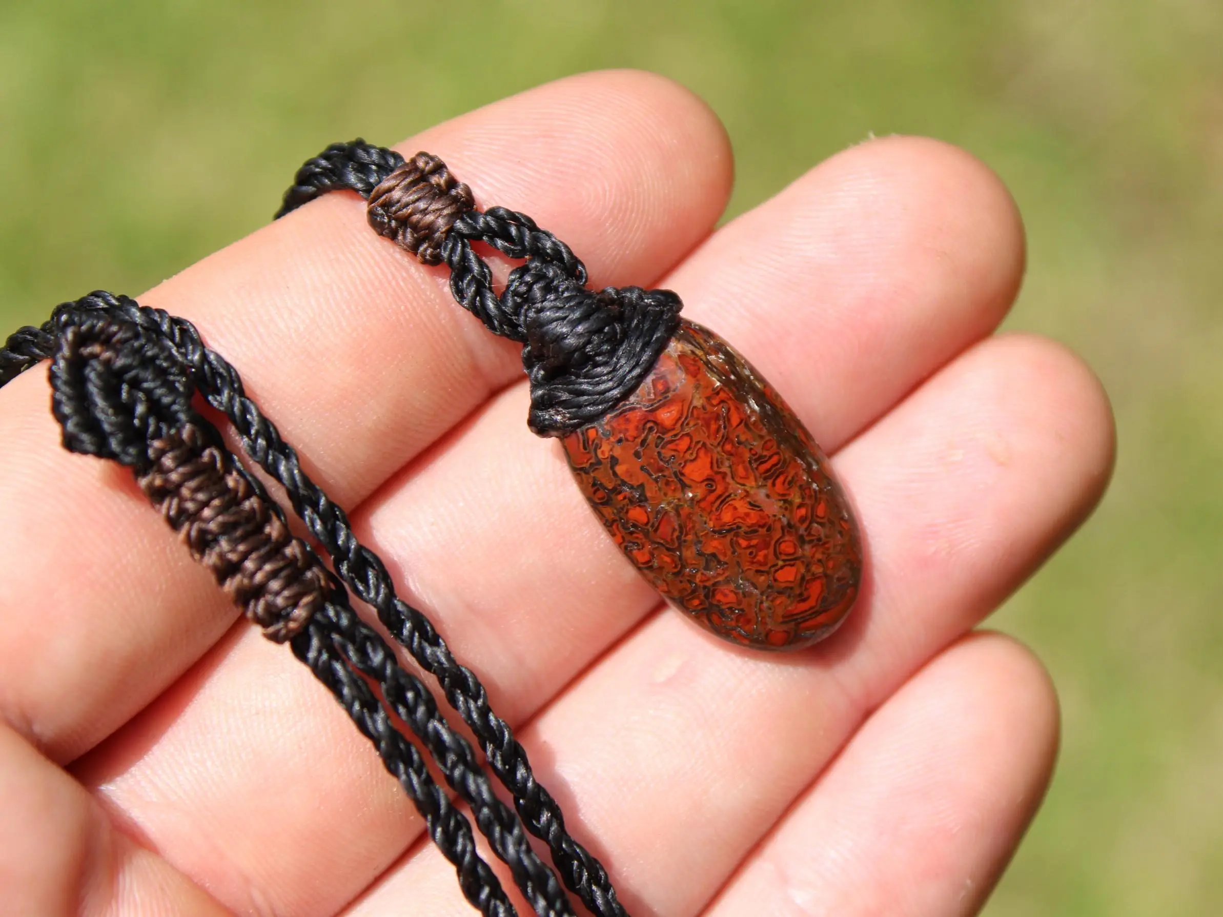 American Red Dinosaur Fossil Jewelry, Elven Pendant with Silver Beads , Utah Dinosaur bone ,Ancient Fossil Power, Tribal Talisman Pendant