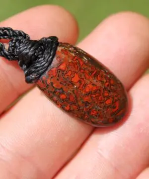 American Red Dinosaur Fossil Jewelry, Elven Pendant with Silver Beads , Utah Dinosaur bone ,Ancient Fossil Power, Tribal Talisman Pendant