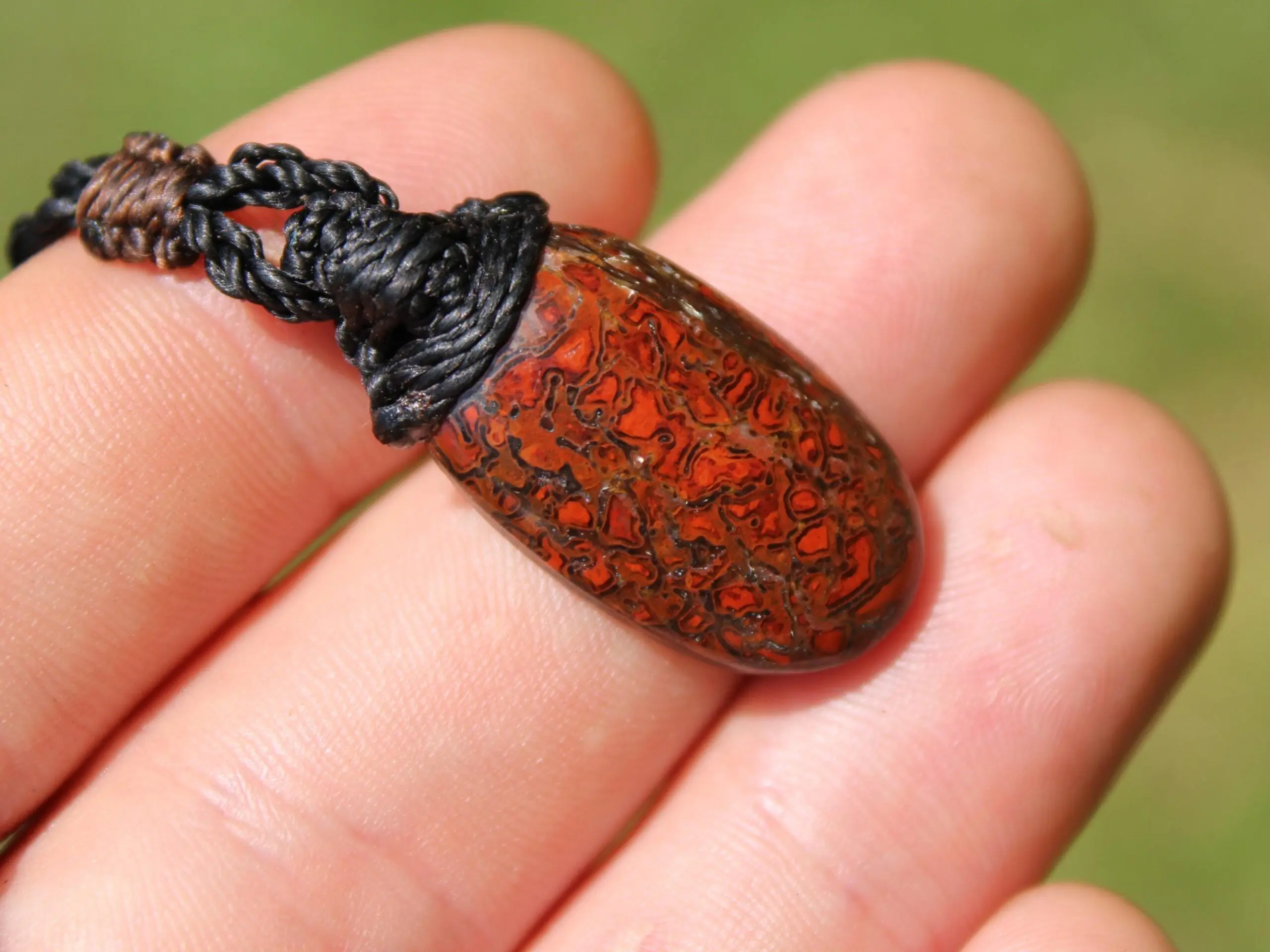 American Red Dinosaur Fossil Jewelry, Elven Pendant with Silver Beads , Utah Dinosaur bone ,Ancient Fossil Power, Tribal Talisman Pendant