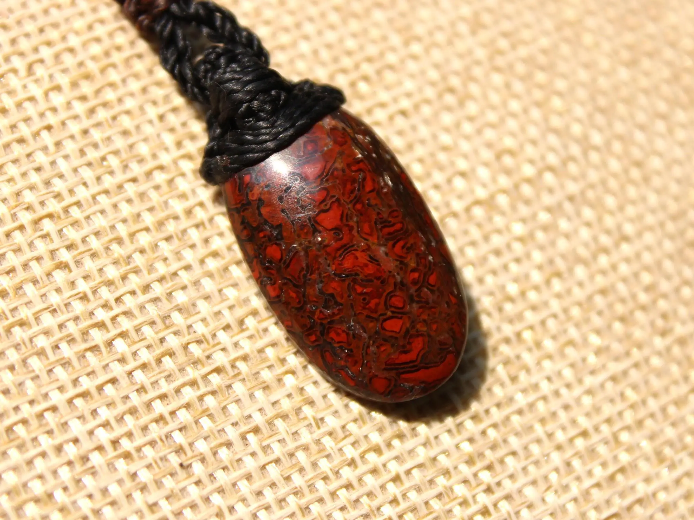 American Red Dinosaur Fossil Jewelry, Elven Pendant with Silver Beads , Utah Dinosaur bone ,Ancient Fossil Power, Tribal Talisman Pendant