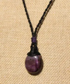 Sugilite Necklace,Australian Made Macrame Cord, Sugilite Pendant,Purple Stone Jewelry,Elven Raw Healing Crystal Jewelry,Gift for him her