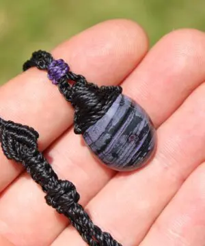 Sugilite Necklace,Australian Made Macrame Cord, Sugilite Pendant,Purple Stone Jewelry,Elven Raw Healing Crystal Jewelry,Gift for him her