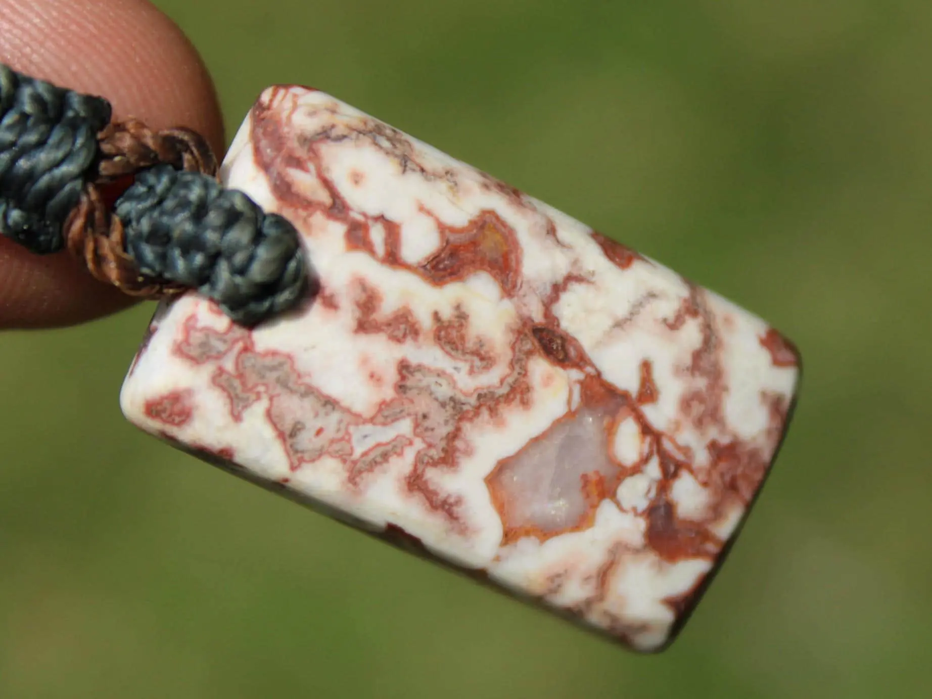 Australian Crazy Lace Agate Elven Macrame Pendant Necklace