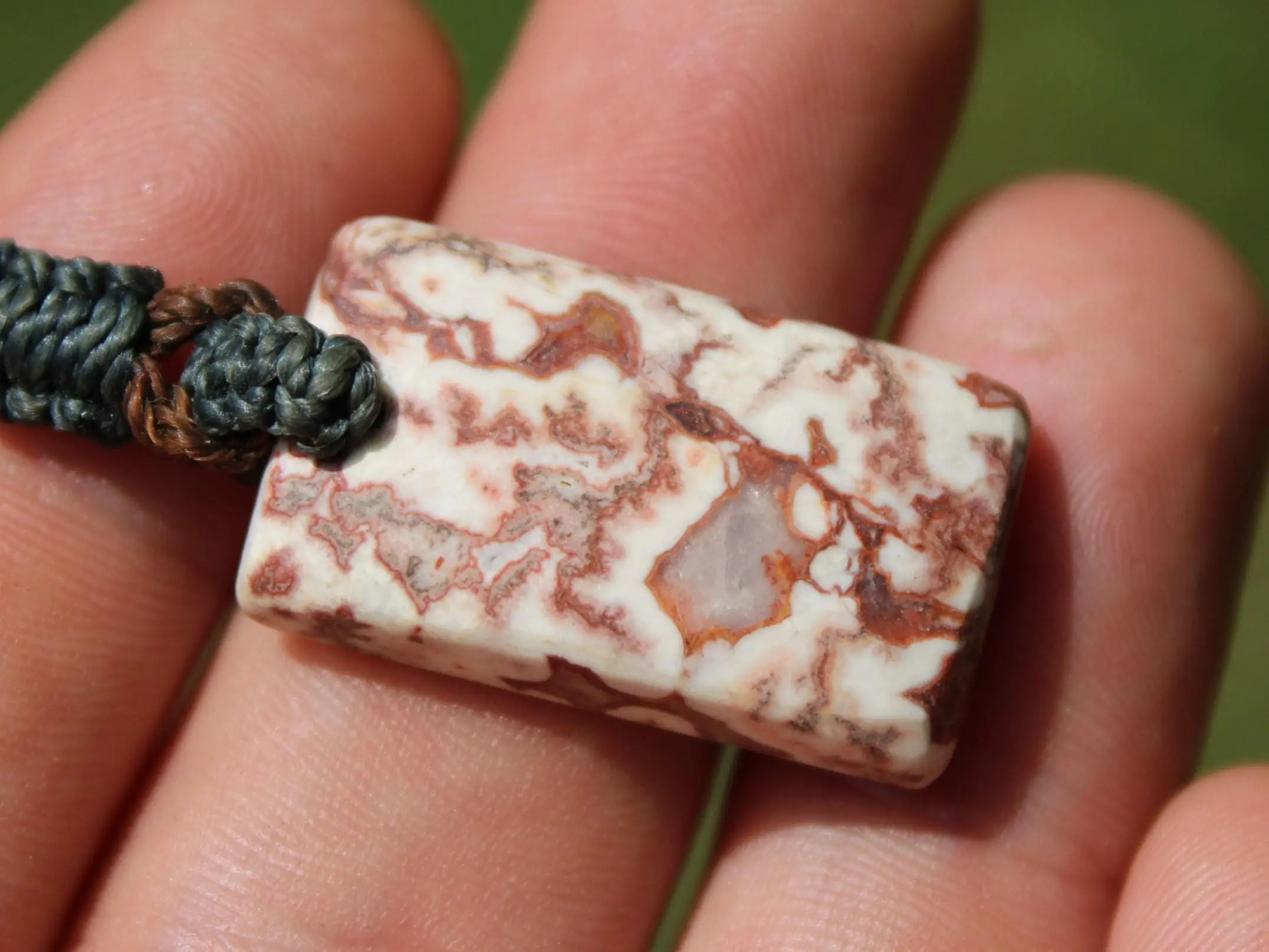 Australian Crazy Lace Agate Elven Macrame Pendant Necklace