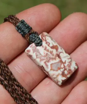 Australian Crazy Lace Agate Elven Macrame Pendant Necklace