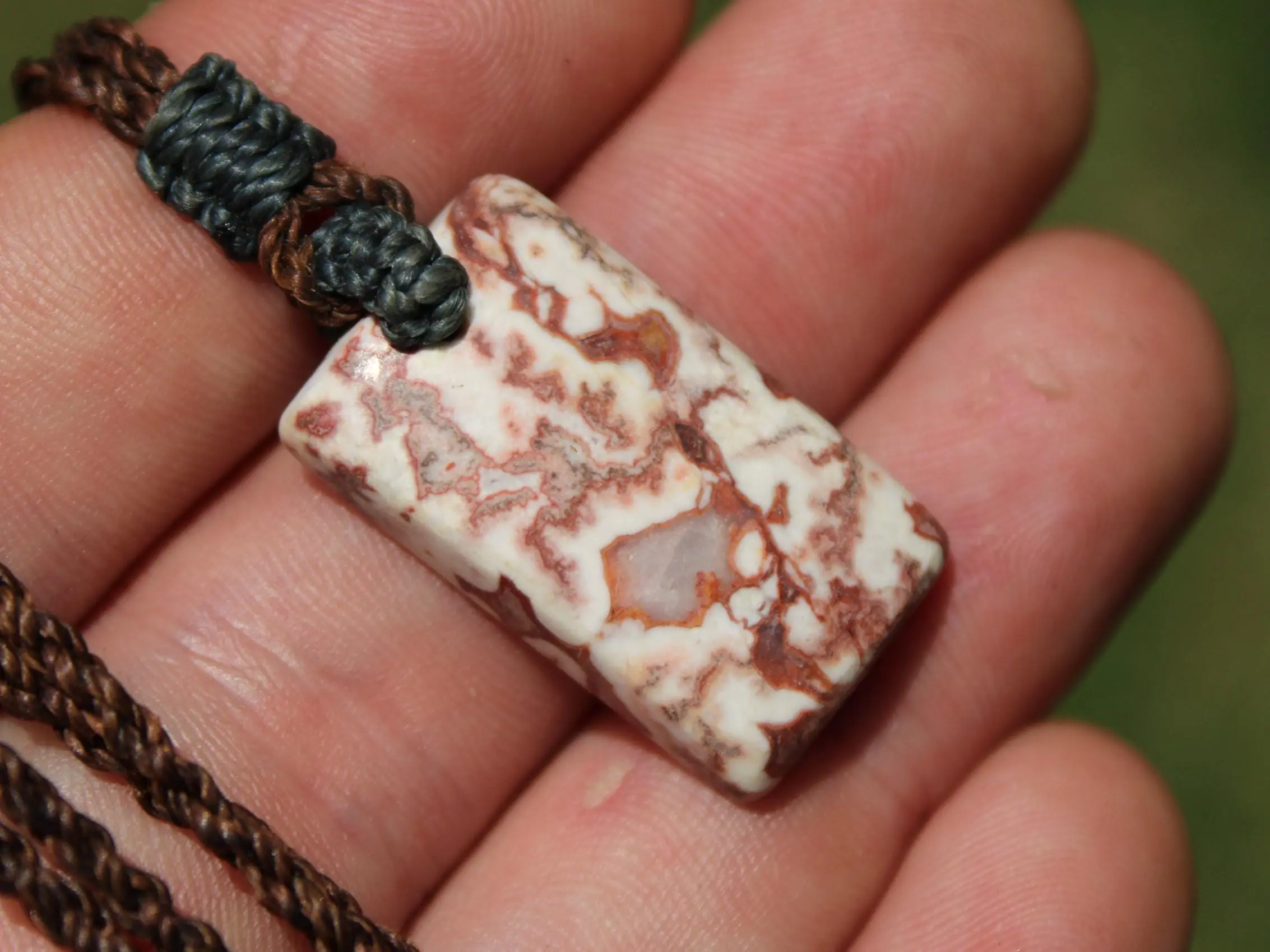 Australian Crazy Lace Agate Elven Macrame Pendant Necklace