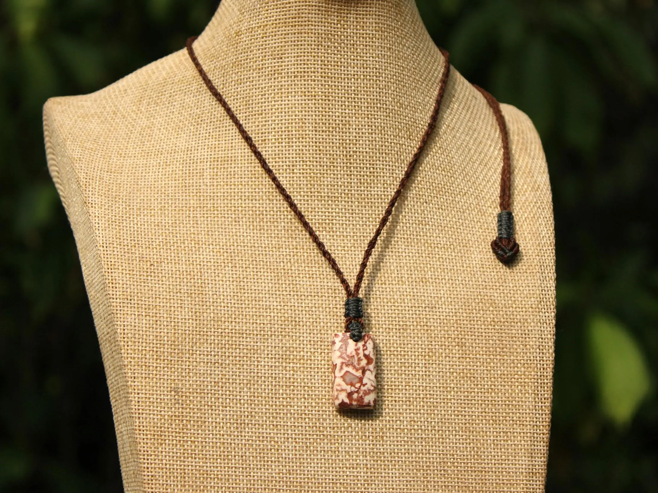 Australian Crazy Lace Agate Elven Macrame Pendant Necklace
