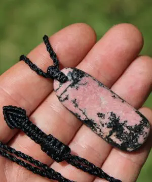Pink Australian Rhodonite Necklace • Heart Chakra Crystal Talisman • Handmade Vegan Jewelry from Kuranda, Heart Chakra stone Jewelry,Taurus