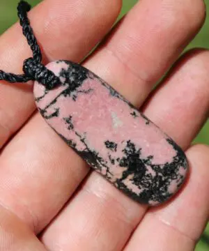 Pink Australian Rhodonite Necklace • Heart Chakra Crystal Talisman • Handmade Vegan Jewelry from Kuranda, Heart Chakra stone Jewelry,Taurus