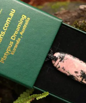 Pink Australian Rhodonite Necklace • Heart Chakra Crystal Talisman • Handmade Vegan Jewelry from Kuranda, Heart Chakra stone Jewelry,Taurus