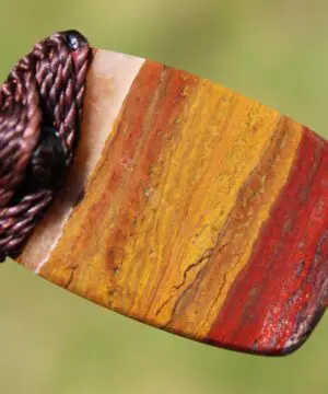 Australian sunset jasper pendant,Platypus Dreaming aboriginal art crystal necklace,first nation jewelry, elven australian made macrame cord