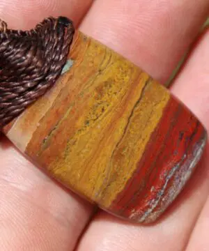 Australian sunset jasper pendant,Platypus Dreaming aboriginal art crystal necklace,first nation jewelry, elven australian made macrame cord