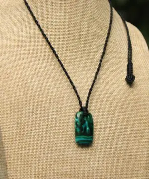 Gem Silica Malachite Necklace, Rare CHRYSOCOLLA Pendant Necklace,Malachite Necklace, Macrame Necklace, Elven Pendant with Silver Beads