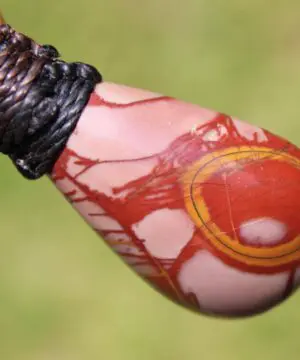 Australian noreena jasper necklace, australian made thin macrame cord, red stone tribal healing jewelry, may birthstone, tribal pendant