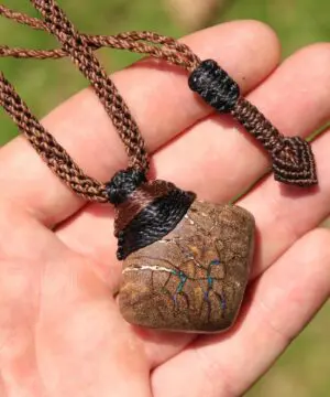 Australian boulder opal necklace, Australian made handwoven tropical cord natural jewelry, Australian opal jewelry, October birthstone