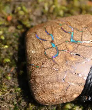 Australian boulder opal necklace, Australian made handwoven tropical cord natural jewelry, Australian opal jewelry, October birthstone