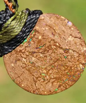 Australian matrix boulder opal necklace,Australian made handwoven tropical cord natural jewelry, Australian opal pendant, October birthstone