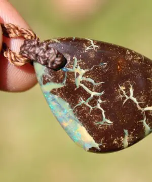 Australian boulder gel opal necklace, Australian handmade , handwoven tropical cord jewellery, Australian opal jewelry, October birthstone