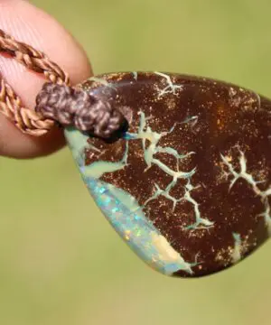 Australian boulder gel opal necklace, Australian handmade , handwoven tropical cord jewellery, Australian opal jewelry, October birthstone