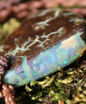 Australian boulder gel opal necklace, Australian handmade , handwoven tropical cord jewellery, Australian opal jewelry, October birthstone